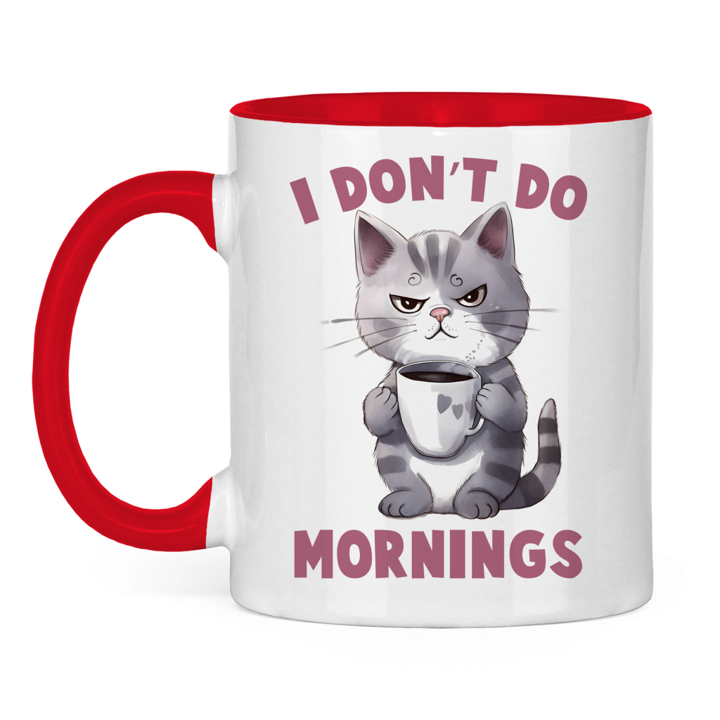 Tasse bicolore avec motif de chat : Matins