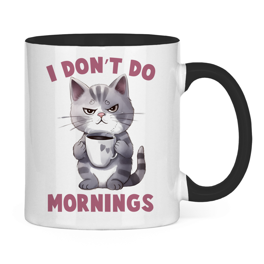 Tasse bicolore avec motif de chat : Matins