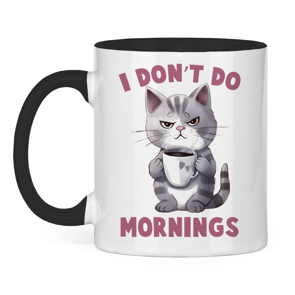 Tasse bicolore avec motif de chat : Matins