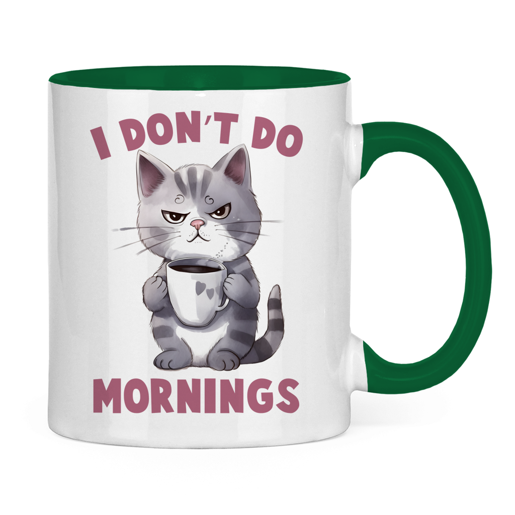 Tasse bicolore avec motif de chat : Matins