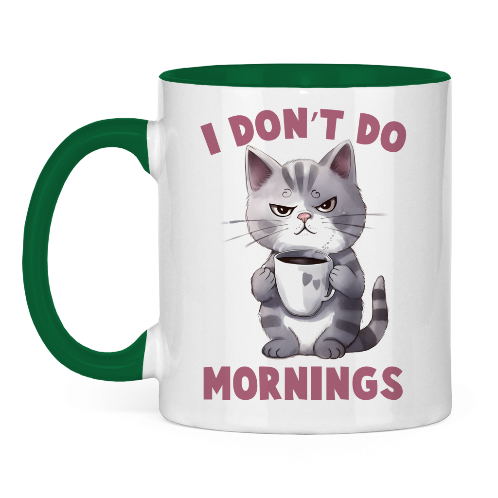 Tasse bicolore avec motif de chat : Matins