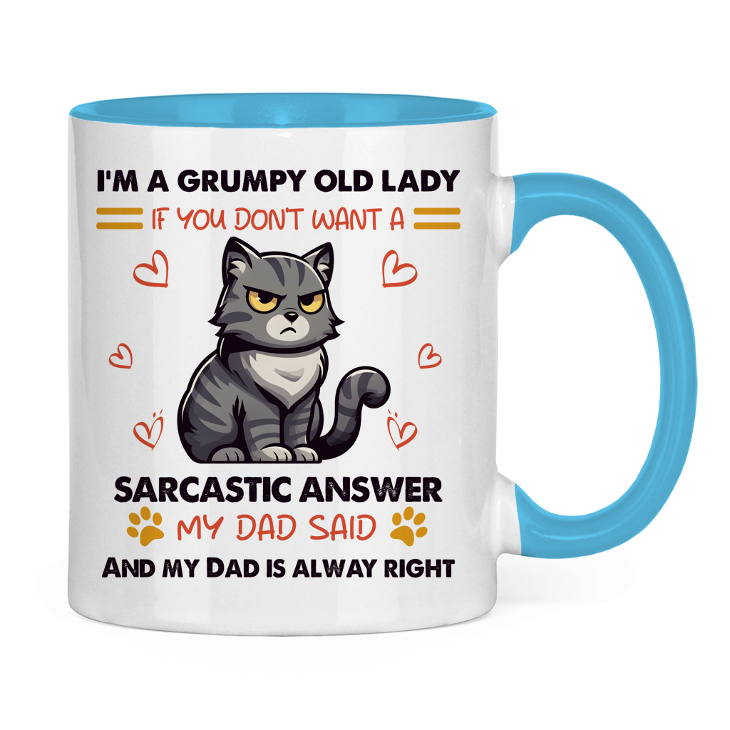 Tasse zweifarbig mit Katzen Motiv: Sarcastic Answer