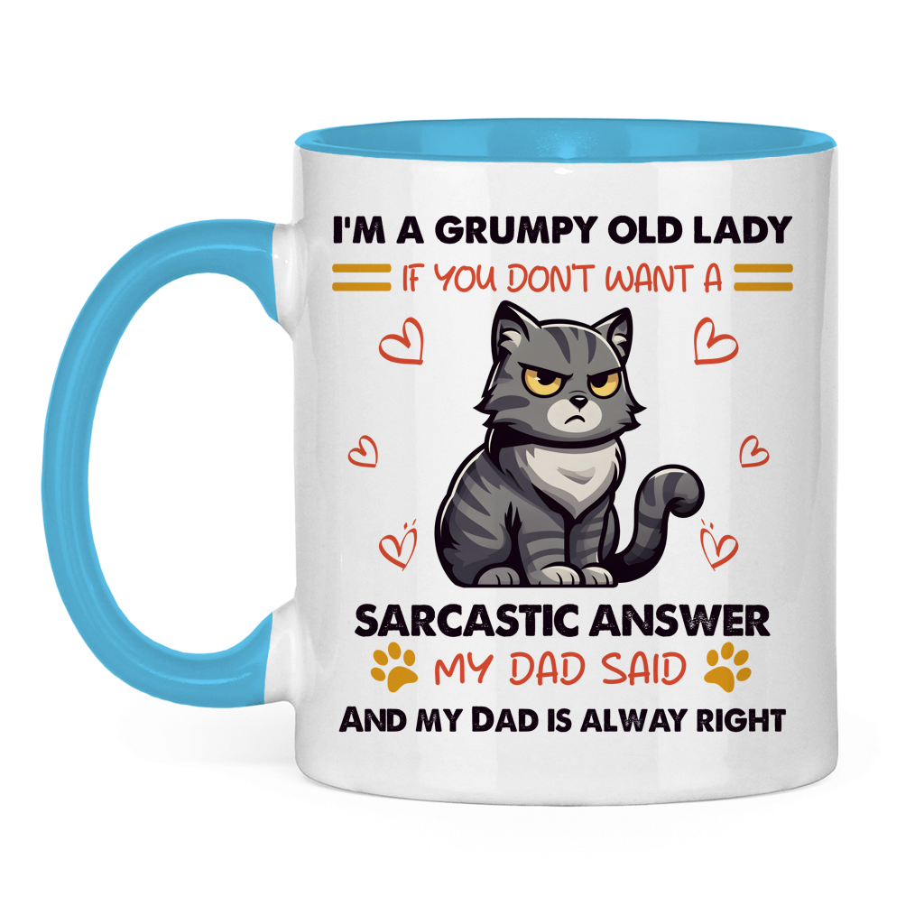 Tasse zweifarbig mit Katzen Motiv: Sarcastic Answer