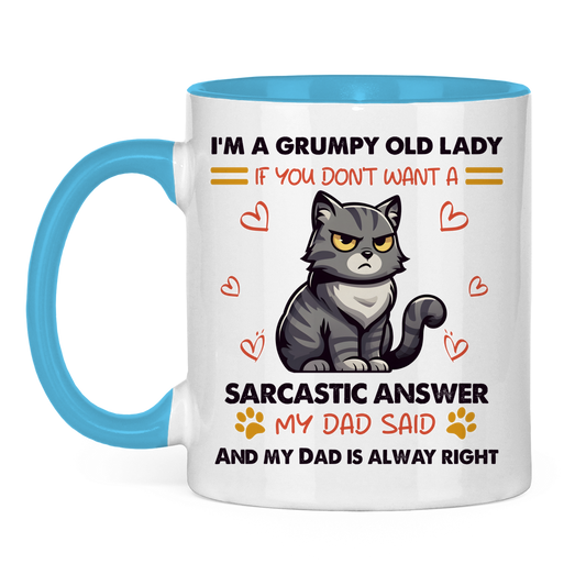 Tasse zweifarbig mit Katzen Motiv: Sarcastic Answer