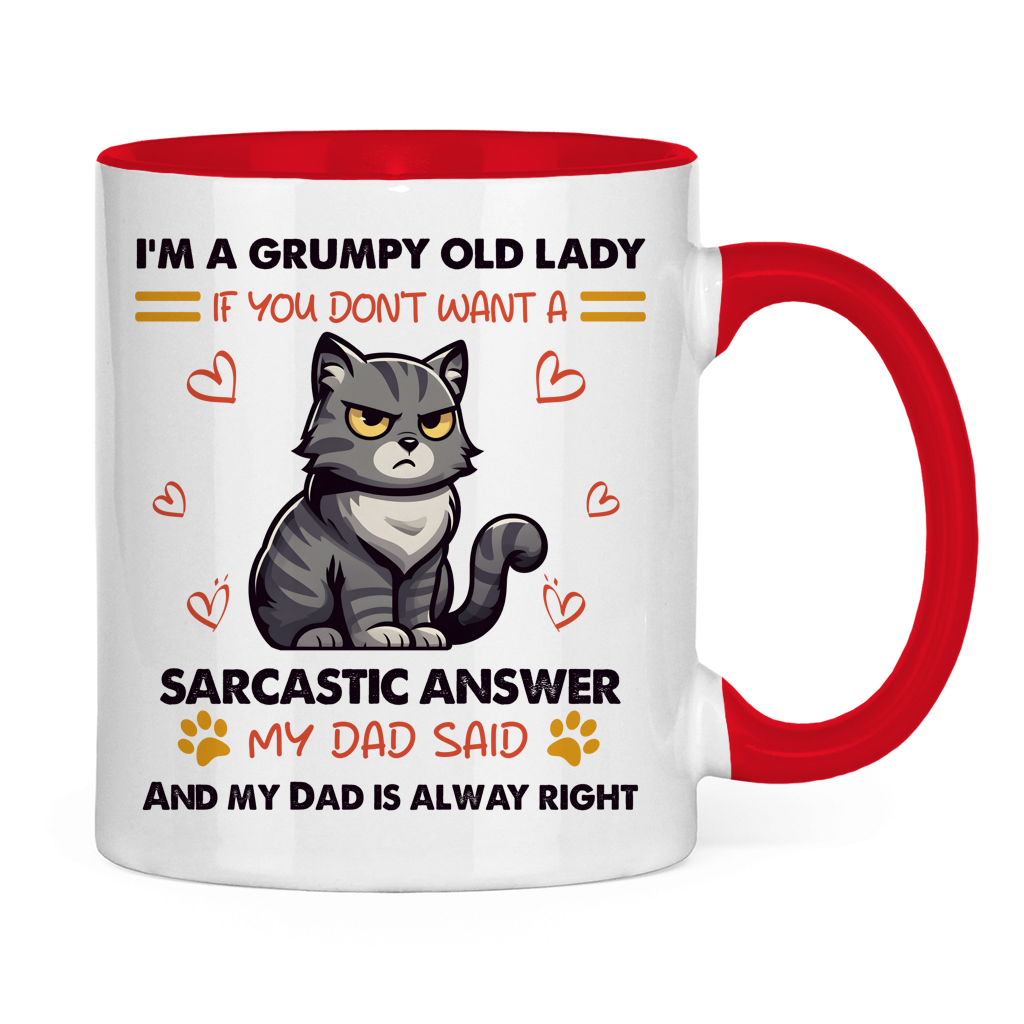 Tasse zweifarbig mit Katzen Motiv: Sarcastic Answer