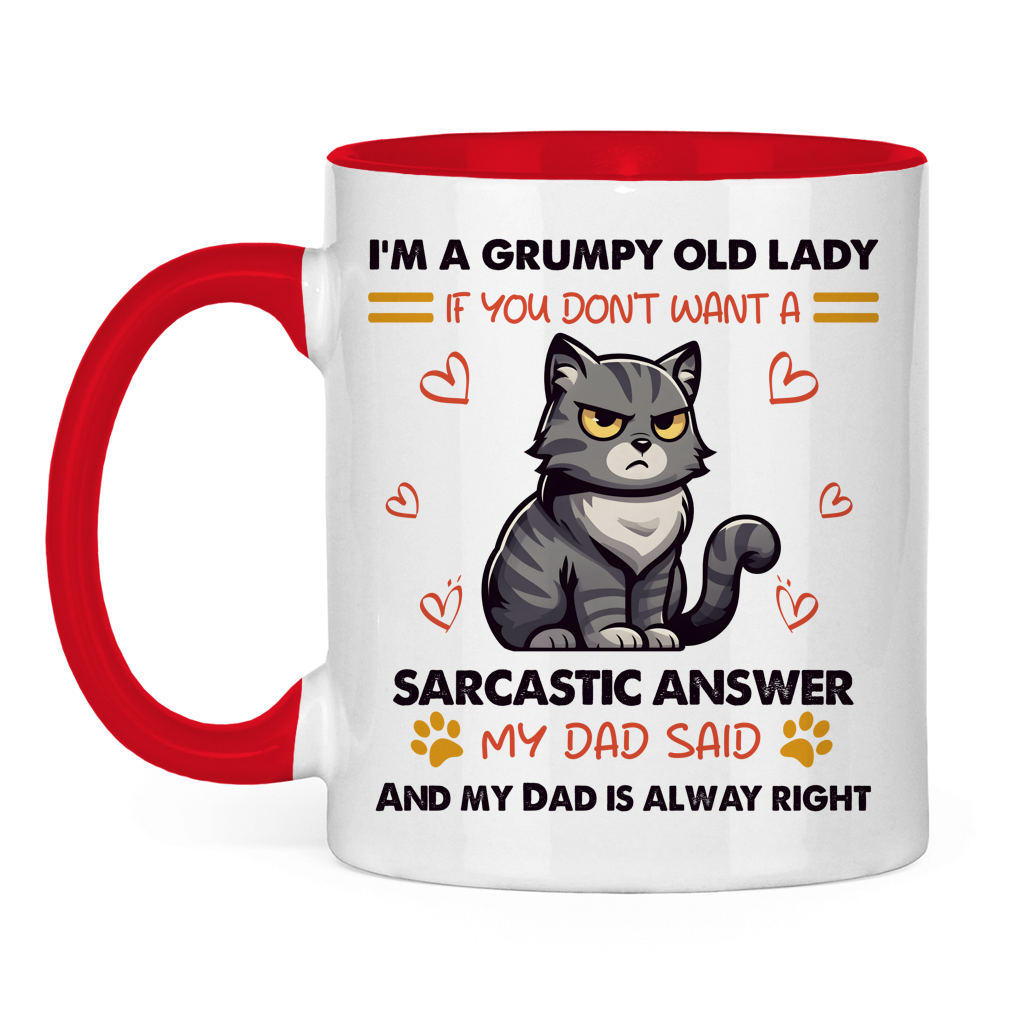 Tasse zweifarbig mit Katzen Motiv: Sarcastic Answer
