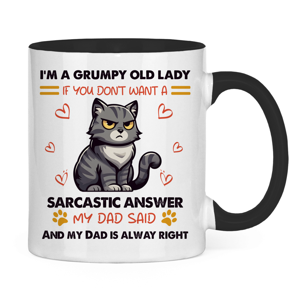Tasse zweifarbig mit Katzen Motiv: Sarcastic Answer