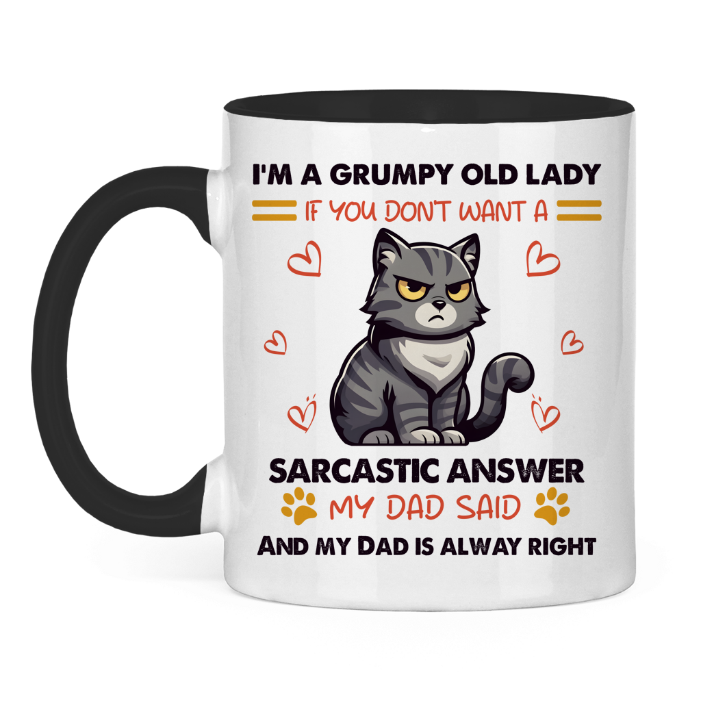 Tasse zweifarbig mit Katzen Motiv: Sarcastic Answer