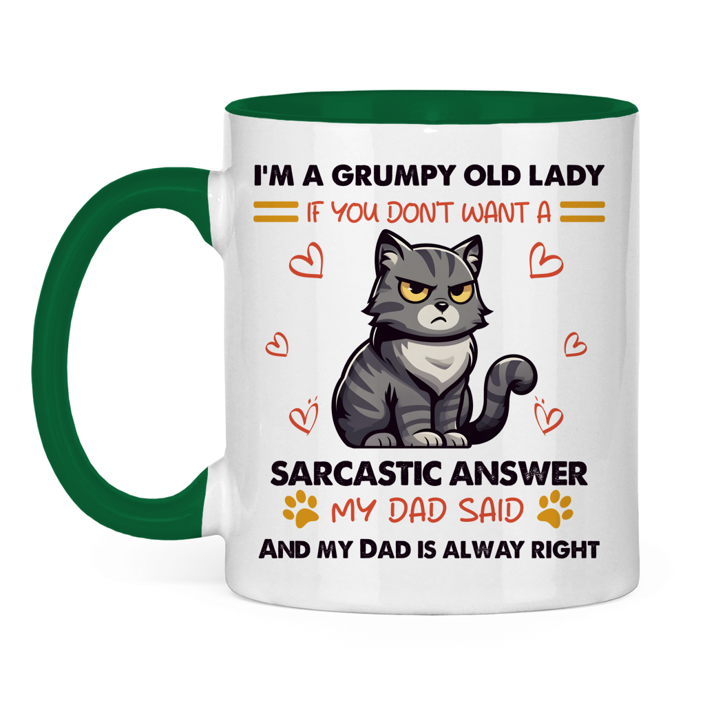Tasse zweifarbig mit Katzen Motiv: Sarcastic Answer