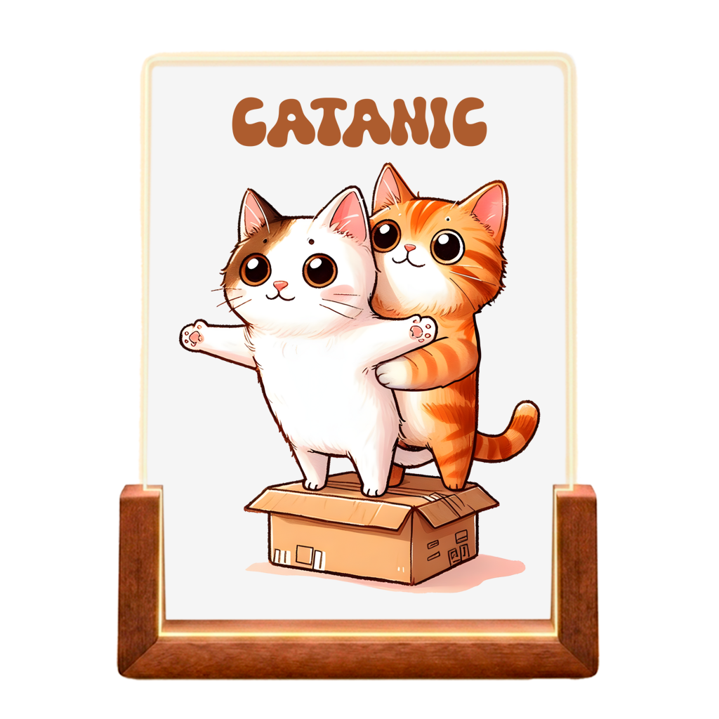 Beleuchteter Bilderrahmen Katze mit Motiv: Catanic