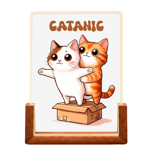 Beleuchteter Bilderrahmen Katze mit Motiv: Catanic