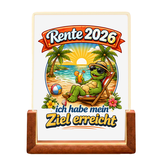Beleuchteter Bilderrahmen Rente mit Motiv: Ziel erreicht