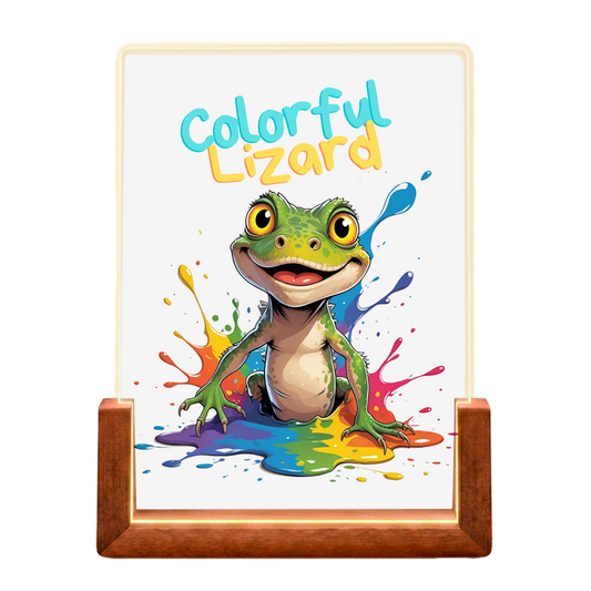 Beleuchteter Bilderrahmen Eidechse mit Motiv: Colorful Lizard