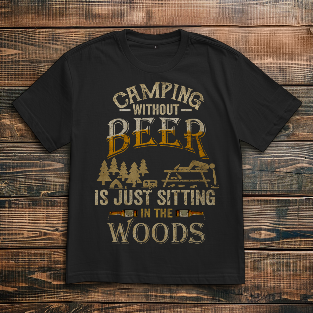 Oversize T-Shirt mit Motiv: Camping without Beer