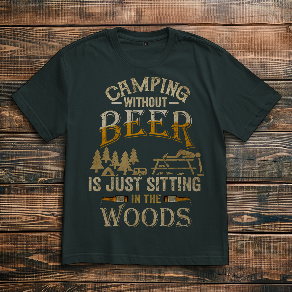 Oversize T-Shirt mit Motiv: Camping without Beer