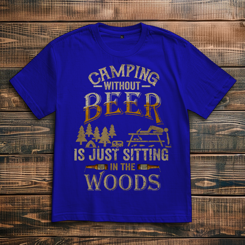 Oversize T-Shirt mit Motiv: Camping without Beer