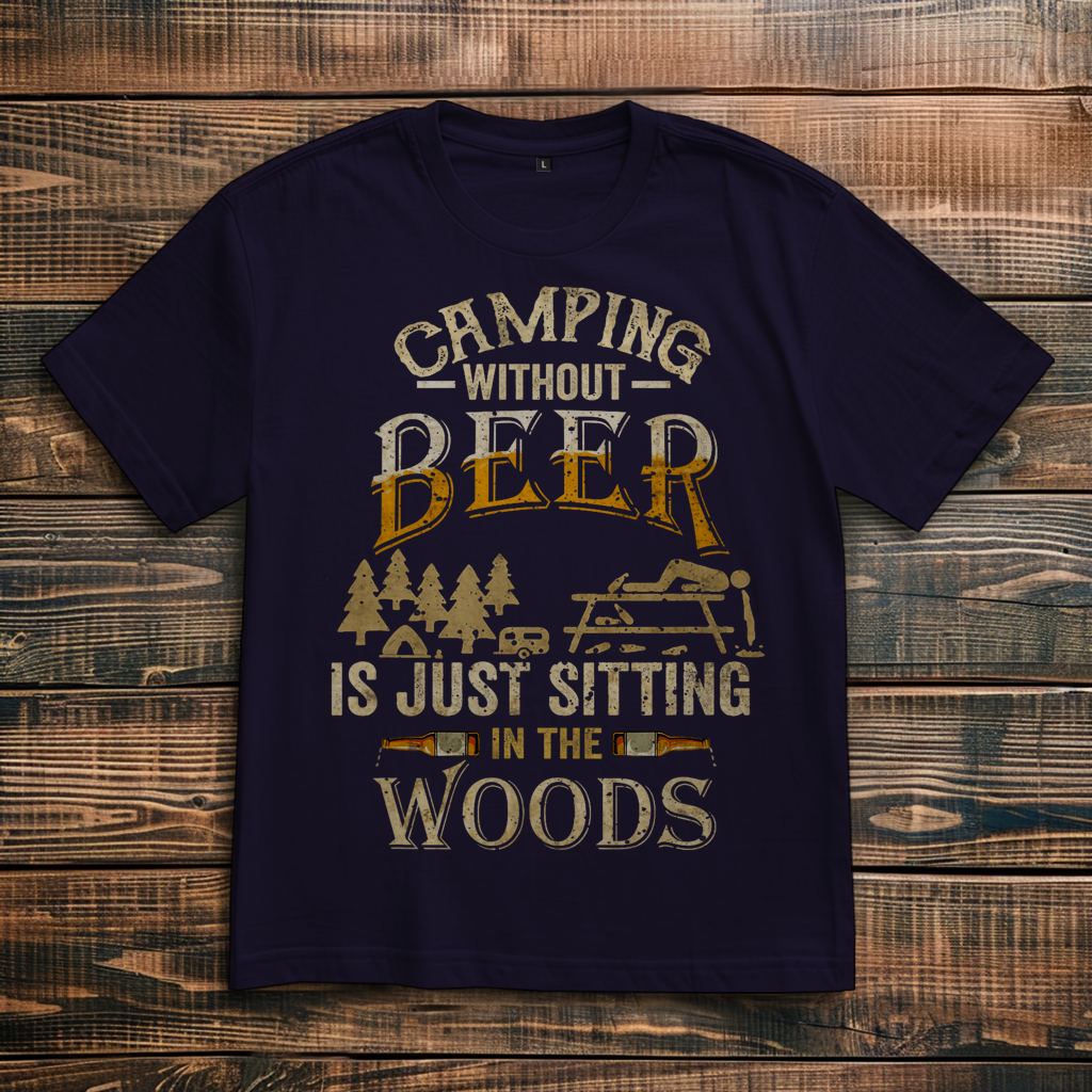 Oversize T-Shirt mit Motiv: Camping without Beer