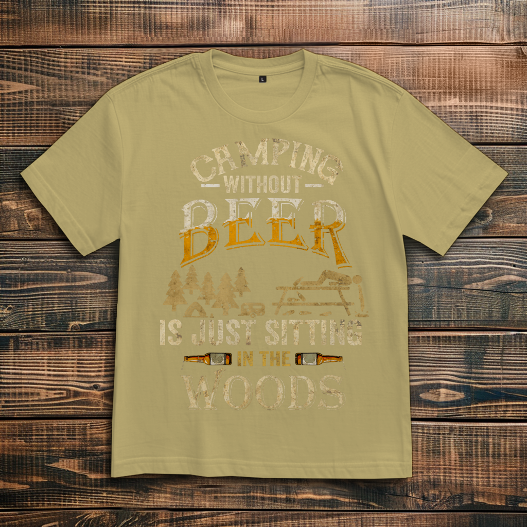 Oversize T-Shirt mit Motiv: Camping without Beer