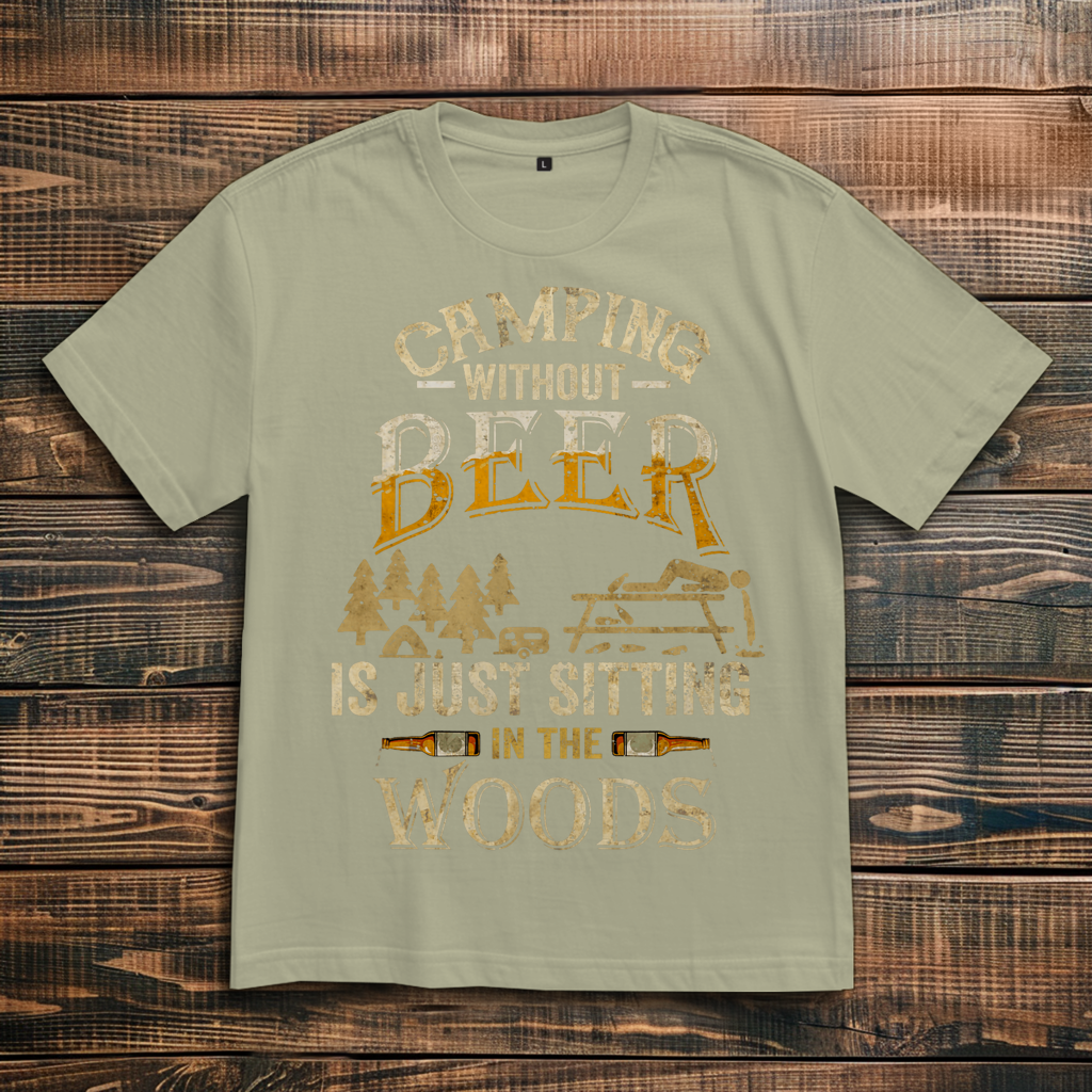 Oversize T-Shirt mit Motiv: Camping without Beer