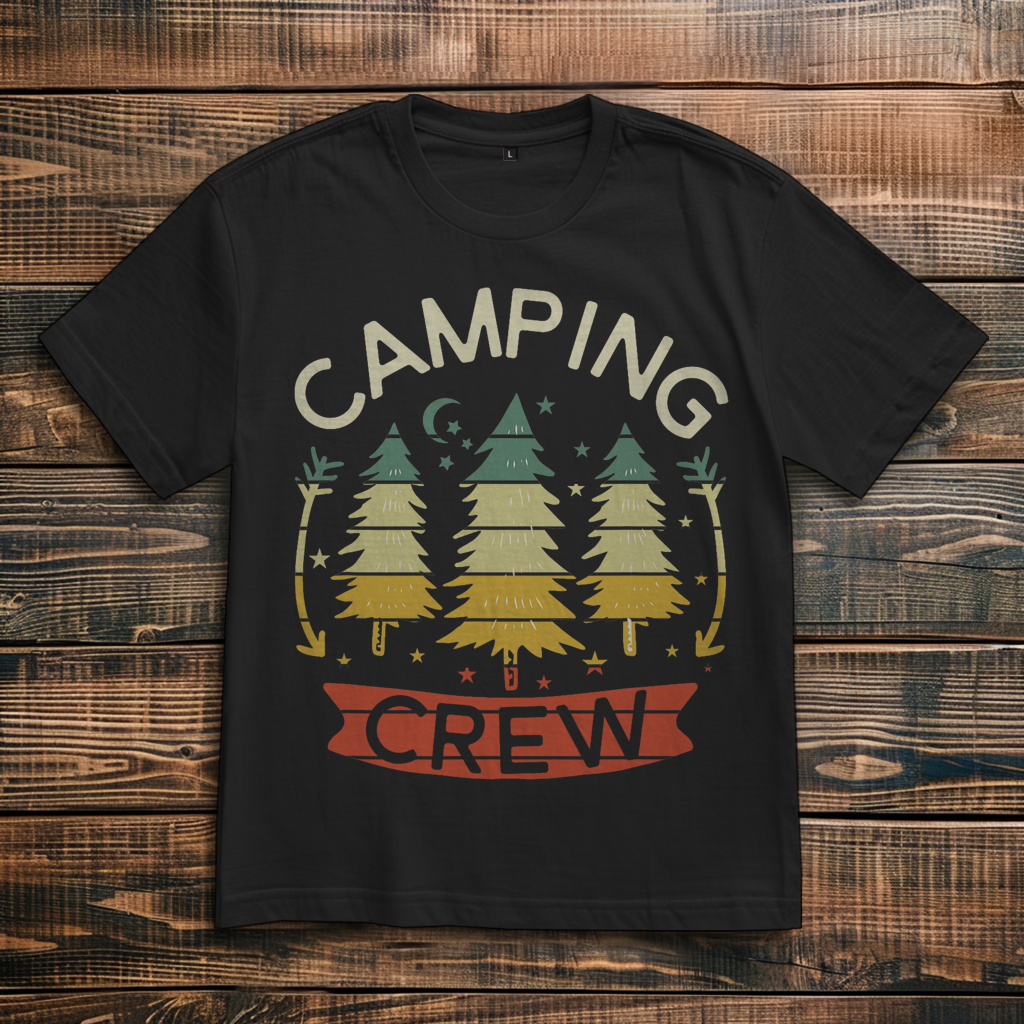 Oversize T-Shirt mit Motiv: Camping Crew