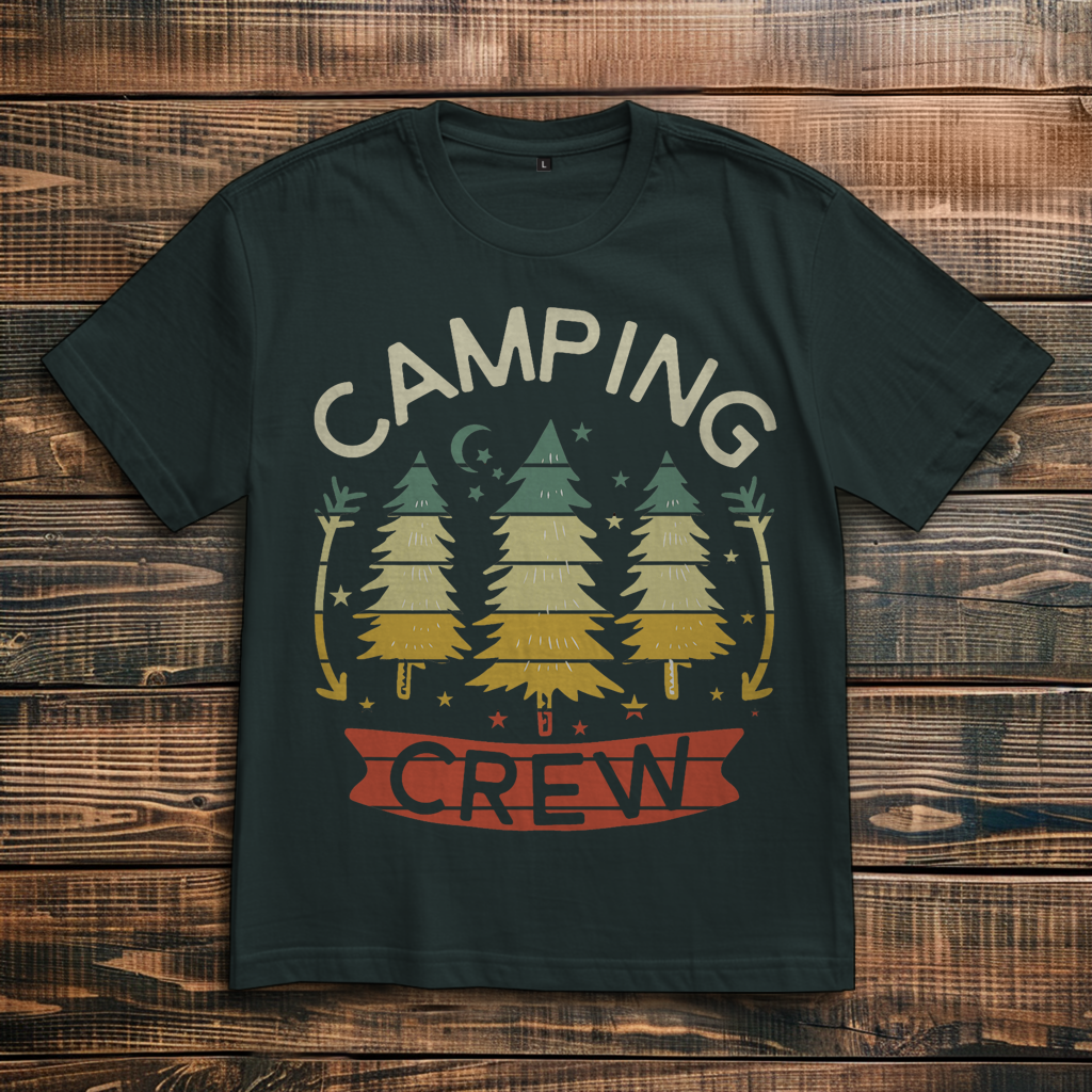 Oversize T-Shirt mit Motiv: Camping Crew