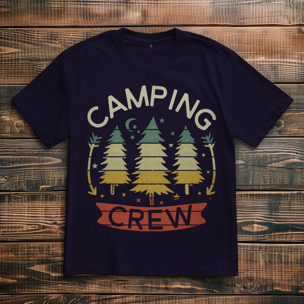 Oversize T-Shirt mit Motiv: Camping Crew