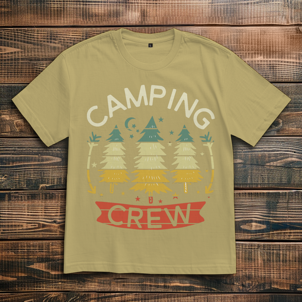 Oversize T-Shirt mit Motiv: Camping Crew
