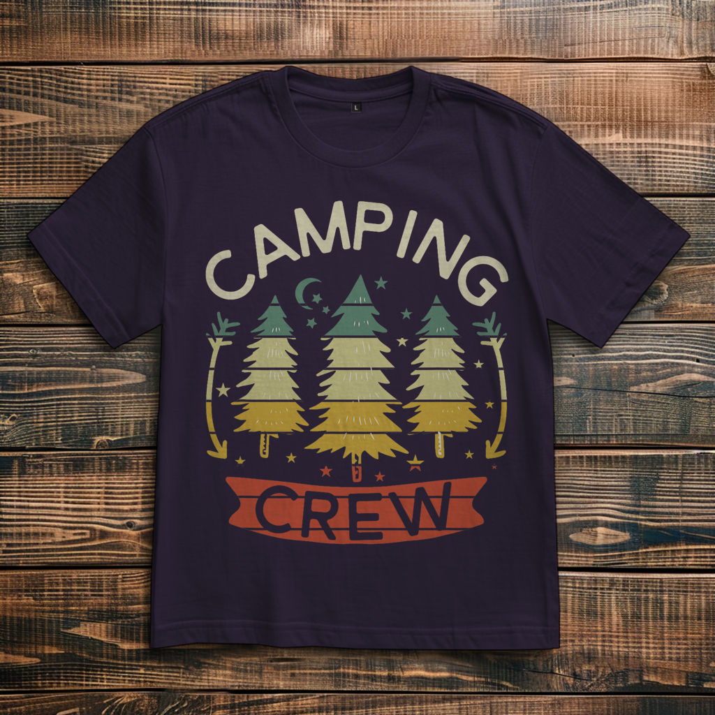 Oversize T-Shirt mit Motiv: Camping Crew
