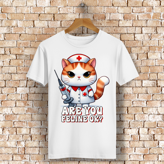 ST/ST Rocker T-Shirt mit Motiv: Are your feline ok?