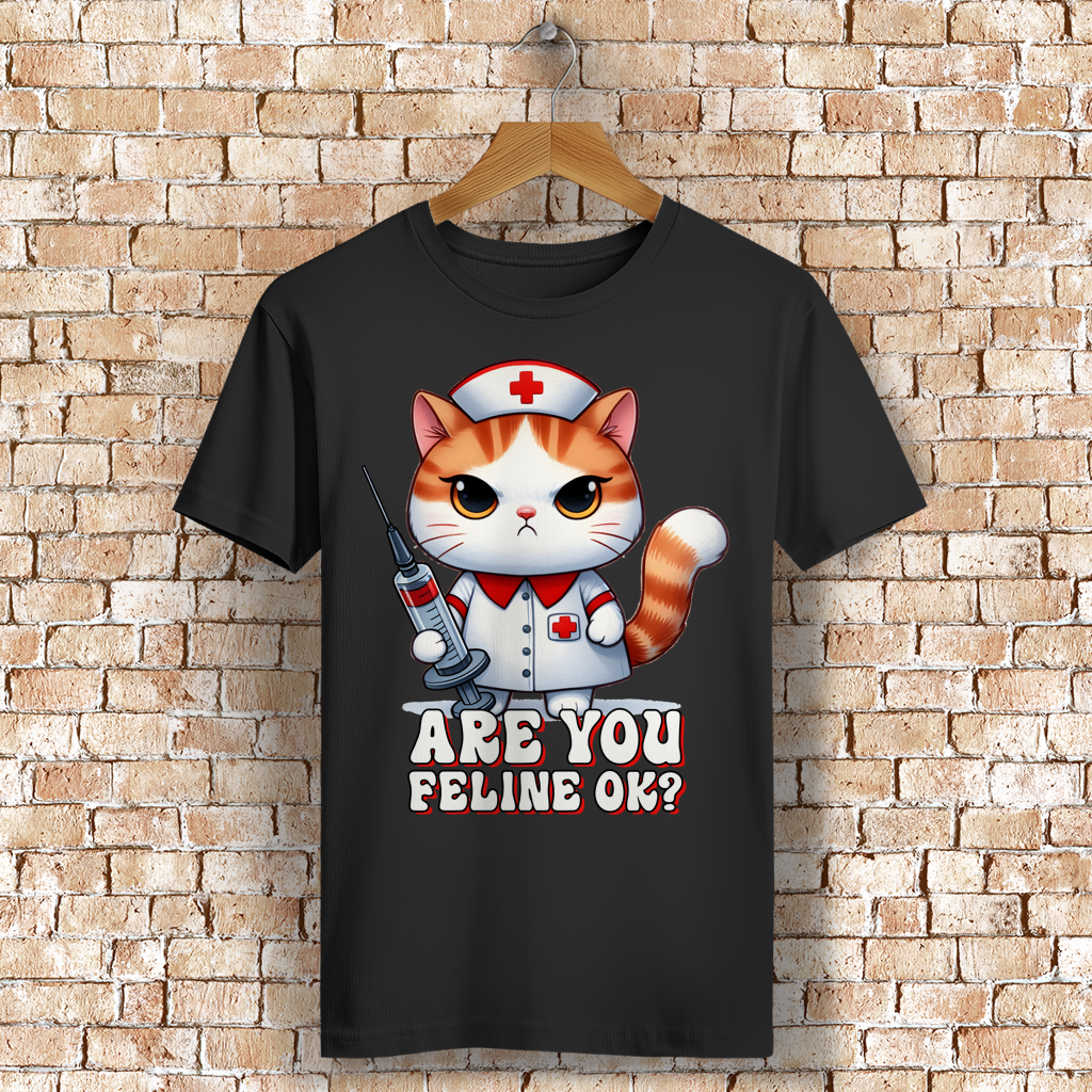 ST/ST Rocker T-Shirt mit Motiv: Are your feline ok?