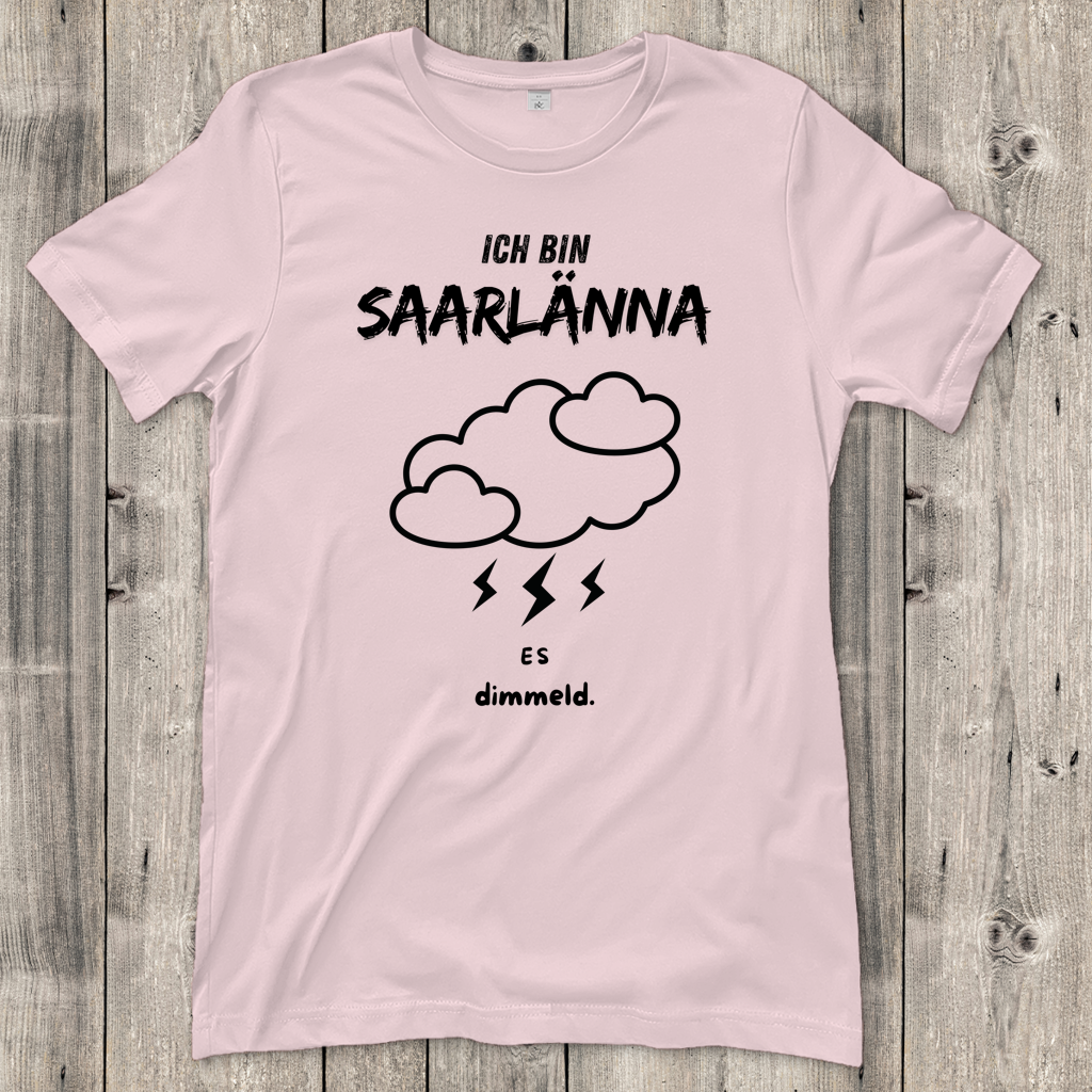 Damen T-Shirt mit Motiv: Ich bin Saarlänna - es dimmeld.