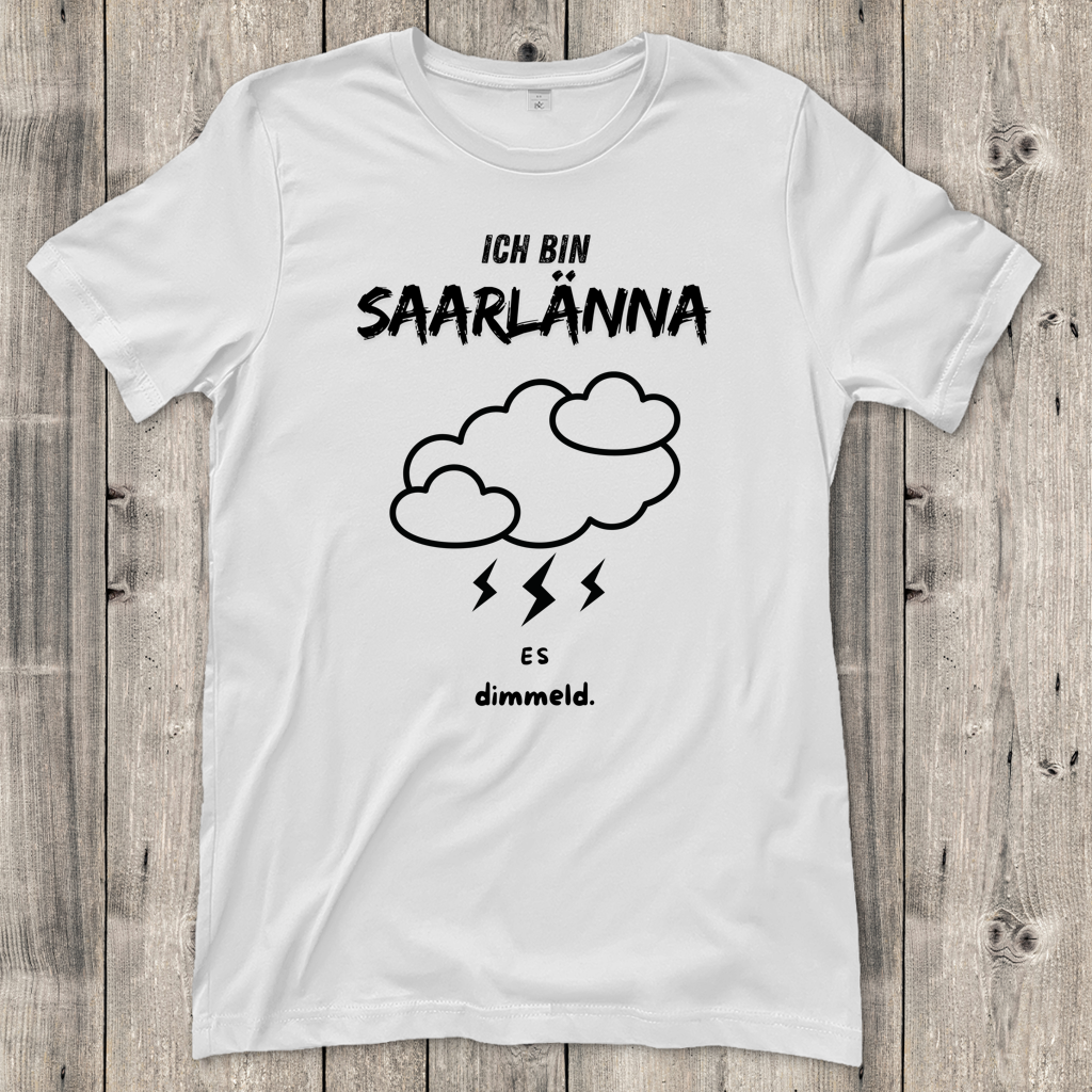 Damen T-Shirt mit Motiv: Ich bin Saarlänna - es dimmeld.