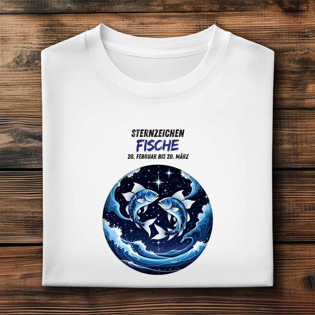 Herren Premium Bio T-Shirt ,mit Sternzeichen Motiv: Fische