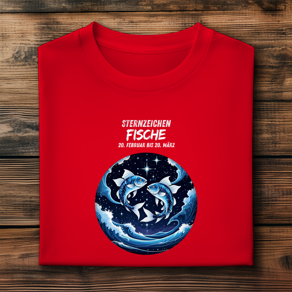 Herren Premium Bio T-Shirt ,mit Sternzeichen Motiv: Fische