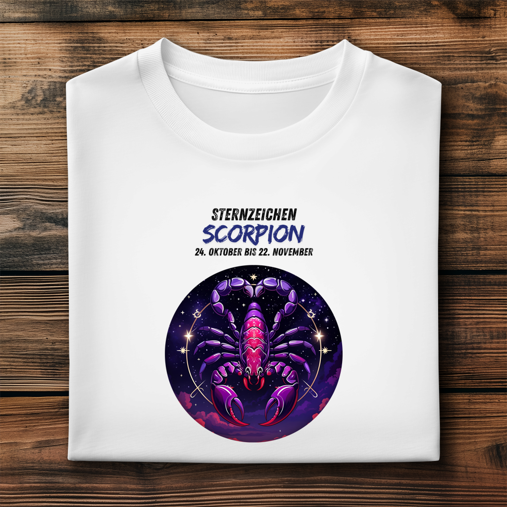 Herren Premium Bio T-Shirt ,mit Sternzeichen Motiv: Scorpion