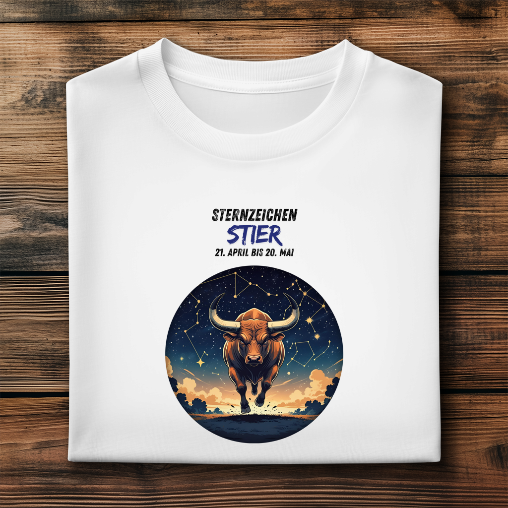 Herren Premium Bio T-Shirt ,mit Sternzeichen Motiv: Stier