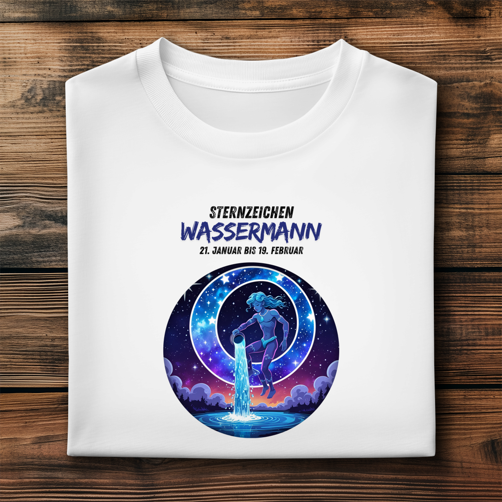 Herren Premium Bio T-Shirt ,mit Sternzeichen Motiv: Wassermann