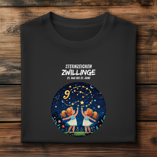 Herren Premium Bio T-Shirt ,mit Sternzeichen Motiv: Zwillinge
