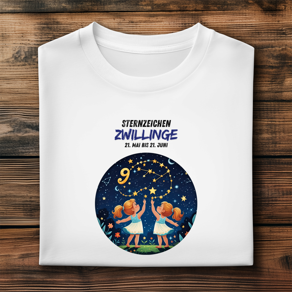 Herren Premium Bio T-Shirt ,mit Sternzeichen Motiv: Zwillinge