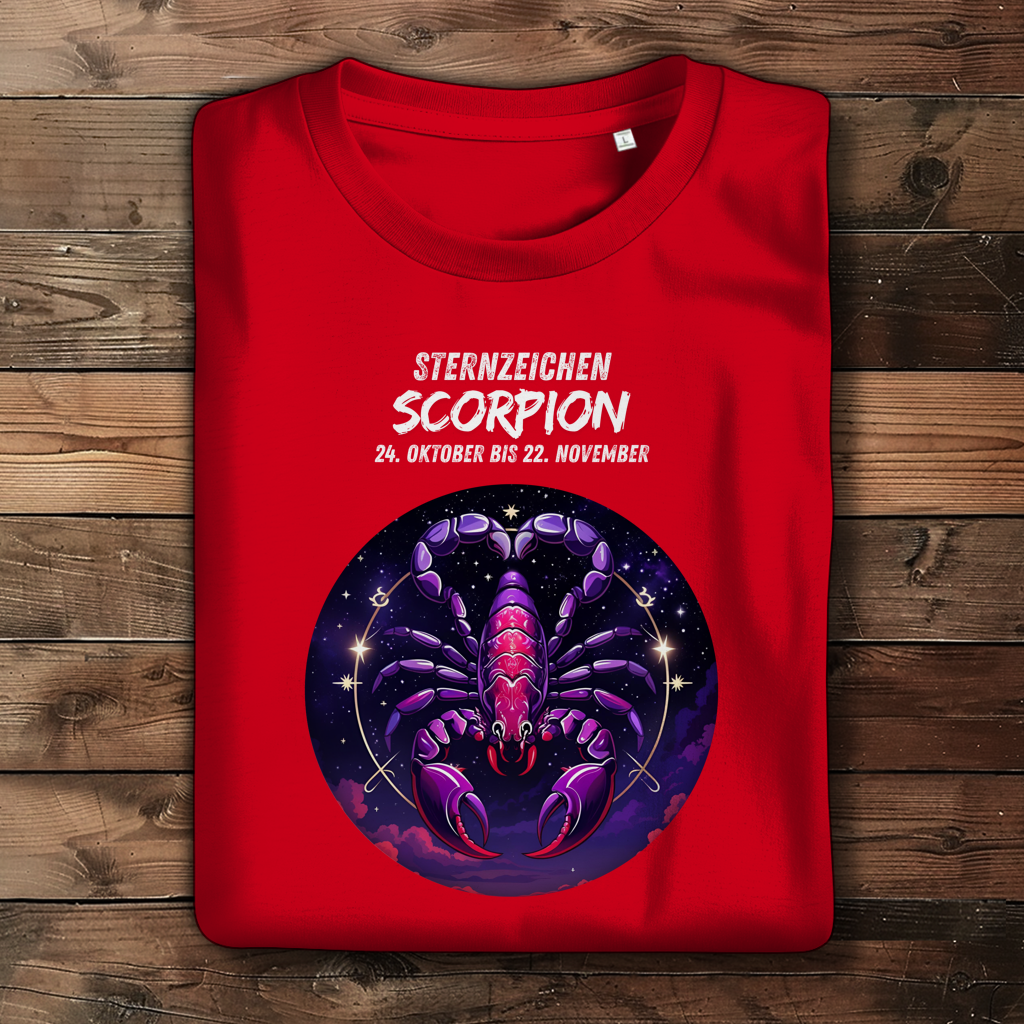 Damen Premium Bio T-Shirt ,mit Sternzeichen Motiv: Scorpion