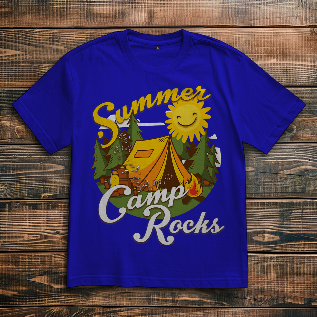 Oversize T-Shirt mit Motiv: Summer Camp Rocks