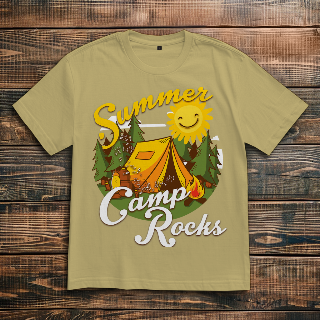 Oversize T-Shirt mit Motiv: Summer Camp Rocks