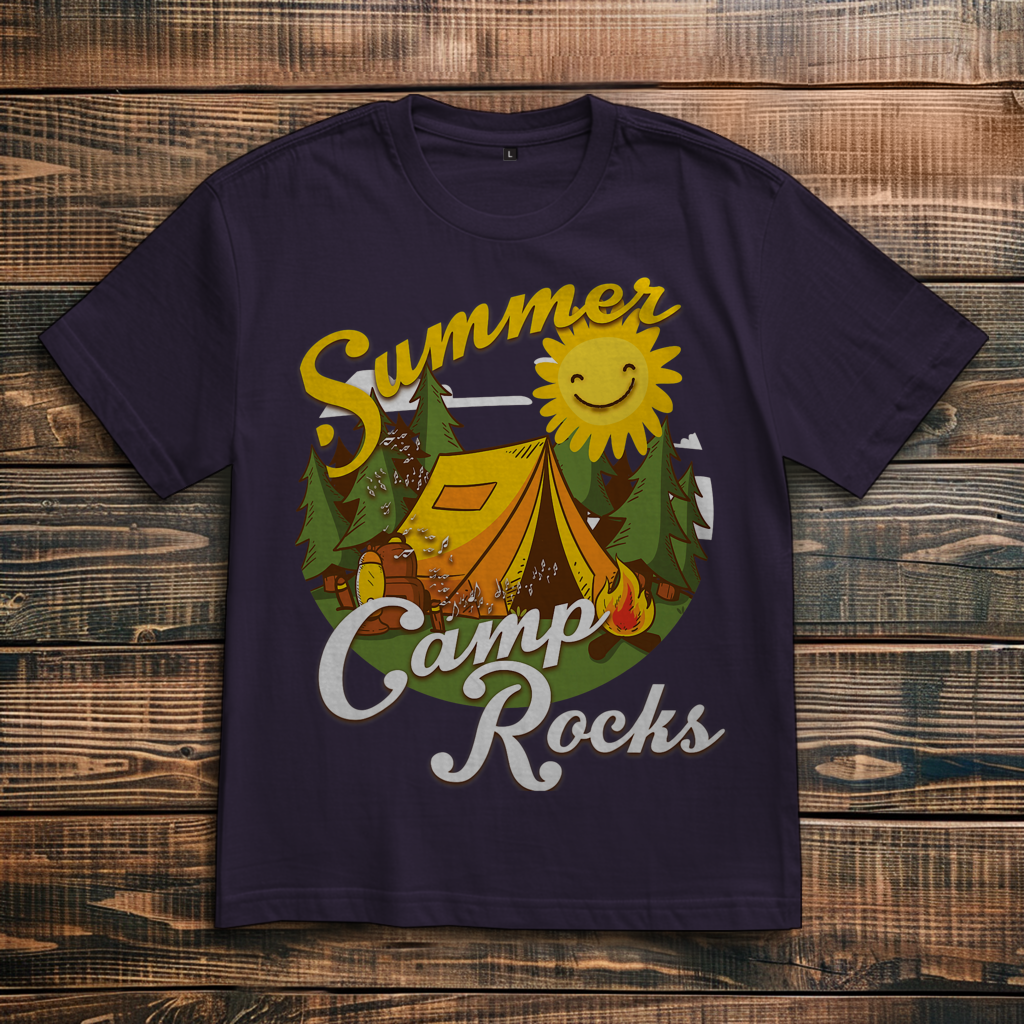 Oversize T-Shirt mit Motiv: Summer Camp Rocks