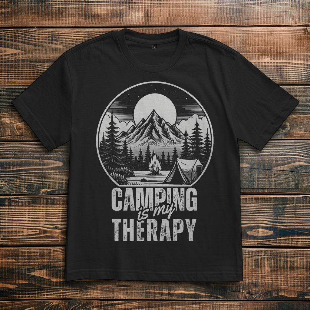 Oversize T-Shirt mit Motiv: Camping Therapie