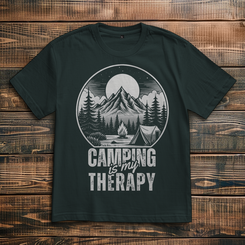 Oversize T-Shirt mit Motiv: Camping Therapie