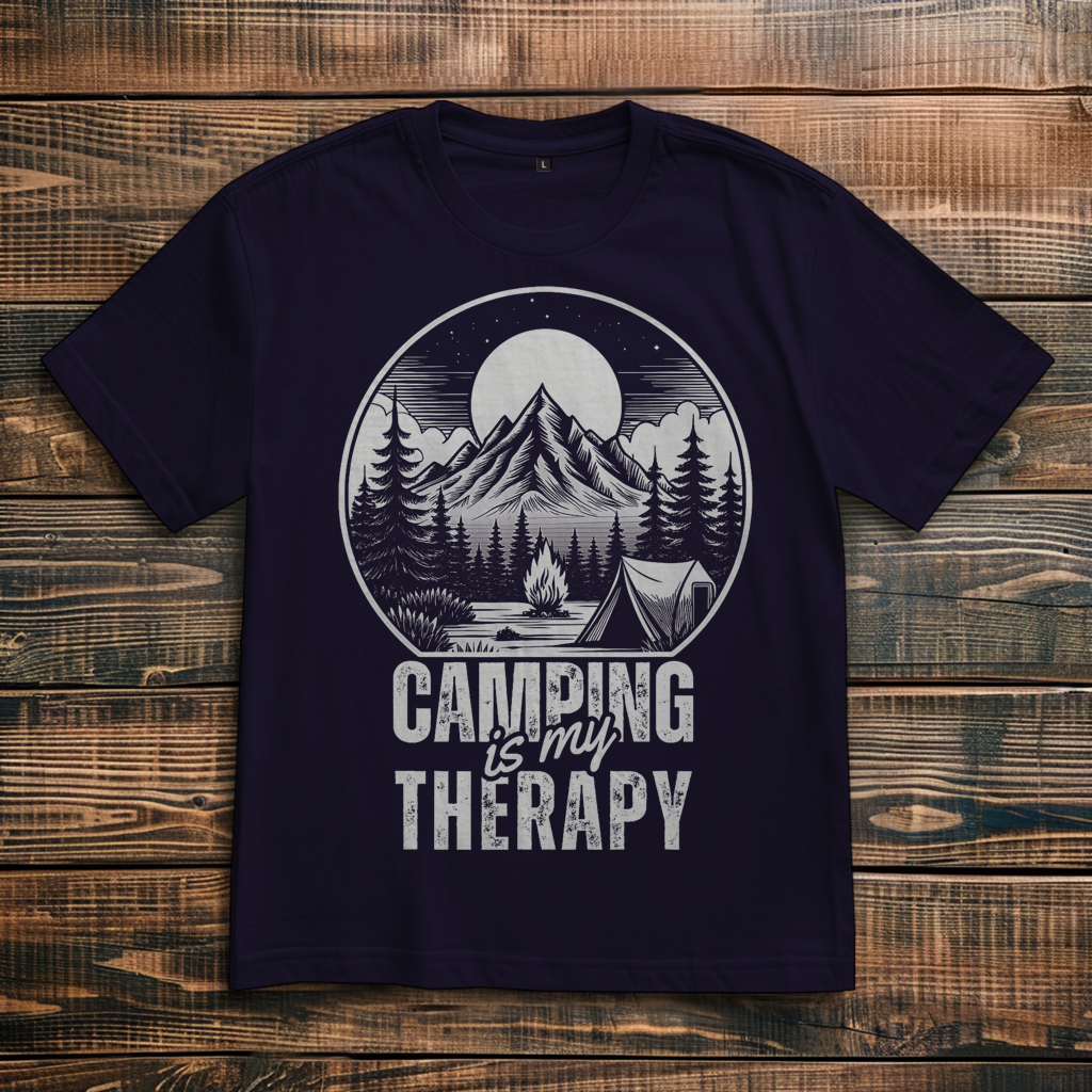 Oversize T-Shirt mit Motiv: Camping Therapie