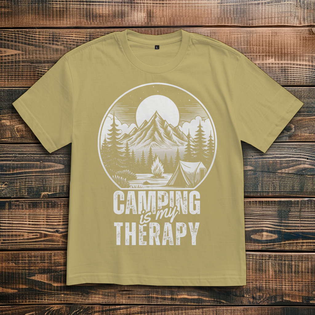 Oversize T-Shirt mit Motiv: Camping Therapie