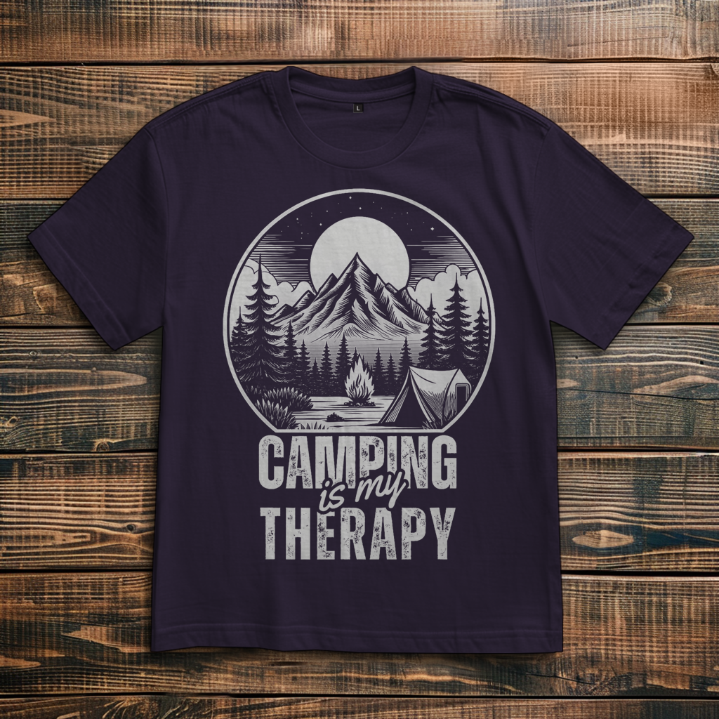 Oversize T-Shirt mit Motiv: Camping Therapie