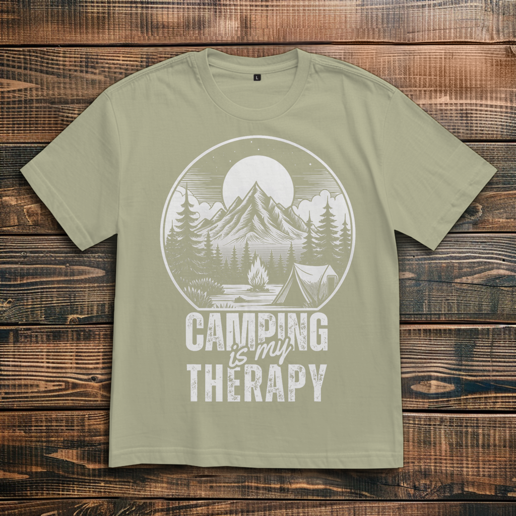 Oversize T-Shirt mit Motiv: Camping Therapie