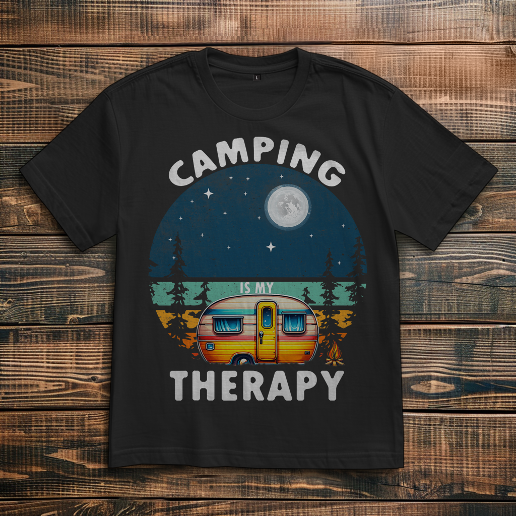 Oversize T-Shirt mit Motiv: Camping Therapie 2